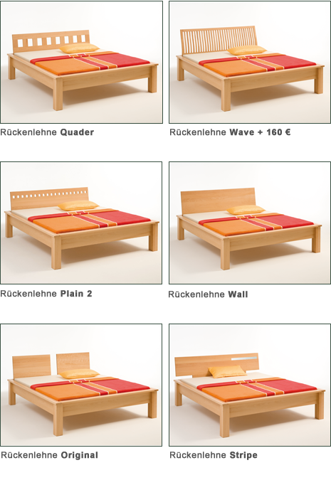 Rückenlehnen für das Designbett Syra