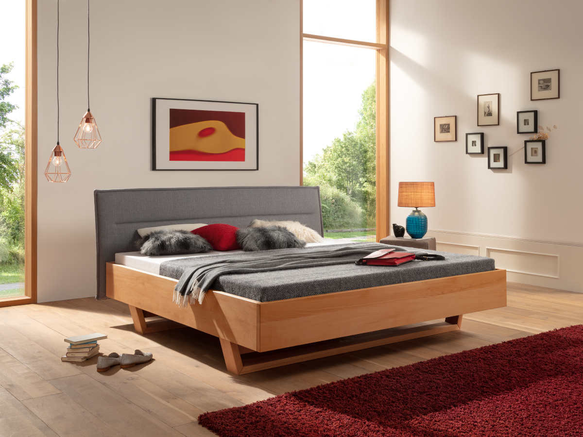 Metallfreies Bio Polsterbett Manadis, Grau