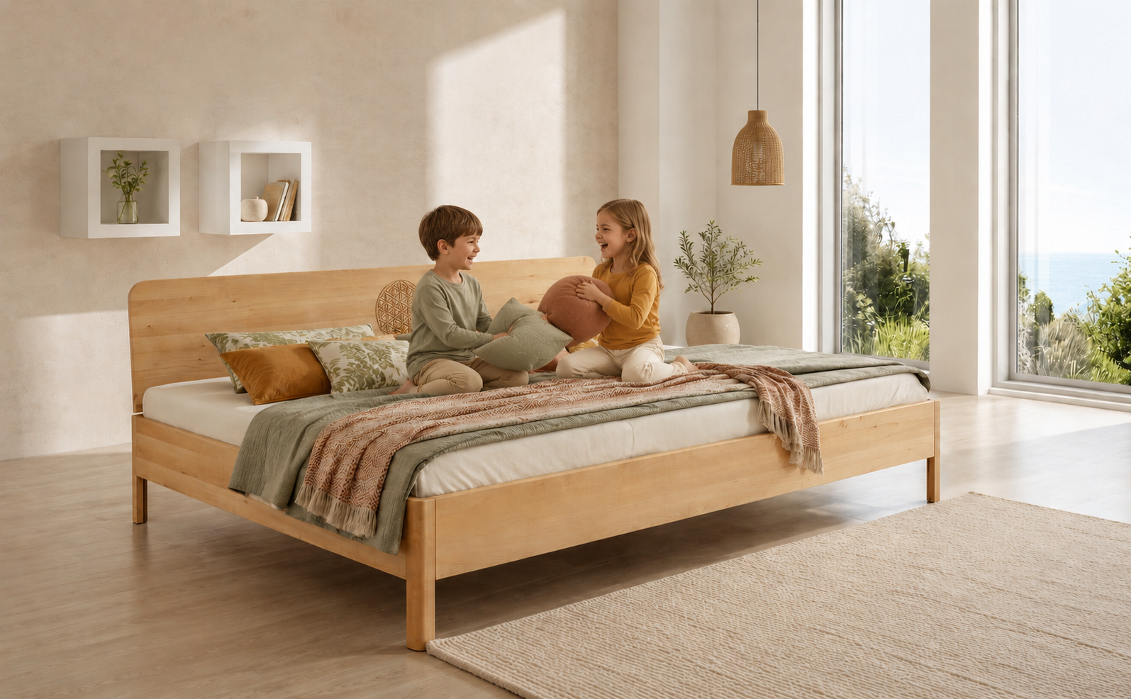 Familienbett JORUN Kernbuche, 200x270cm,