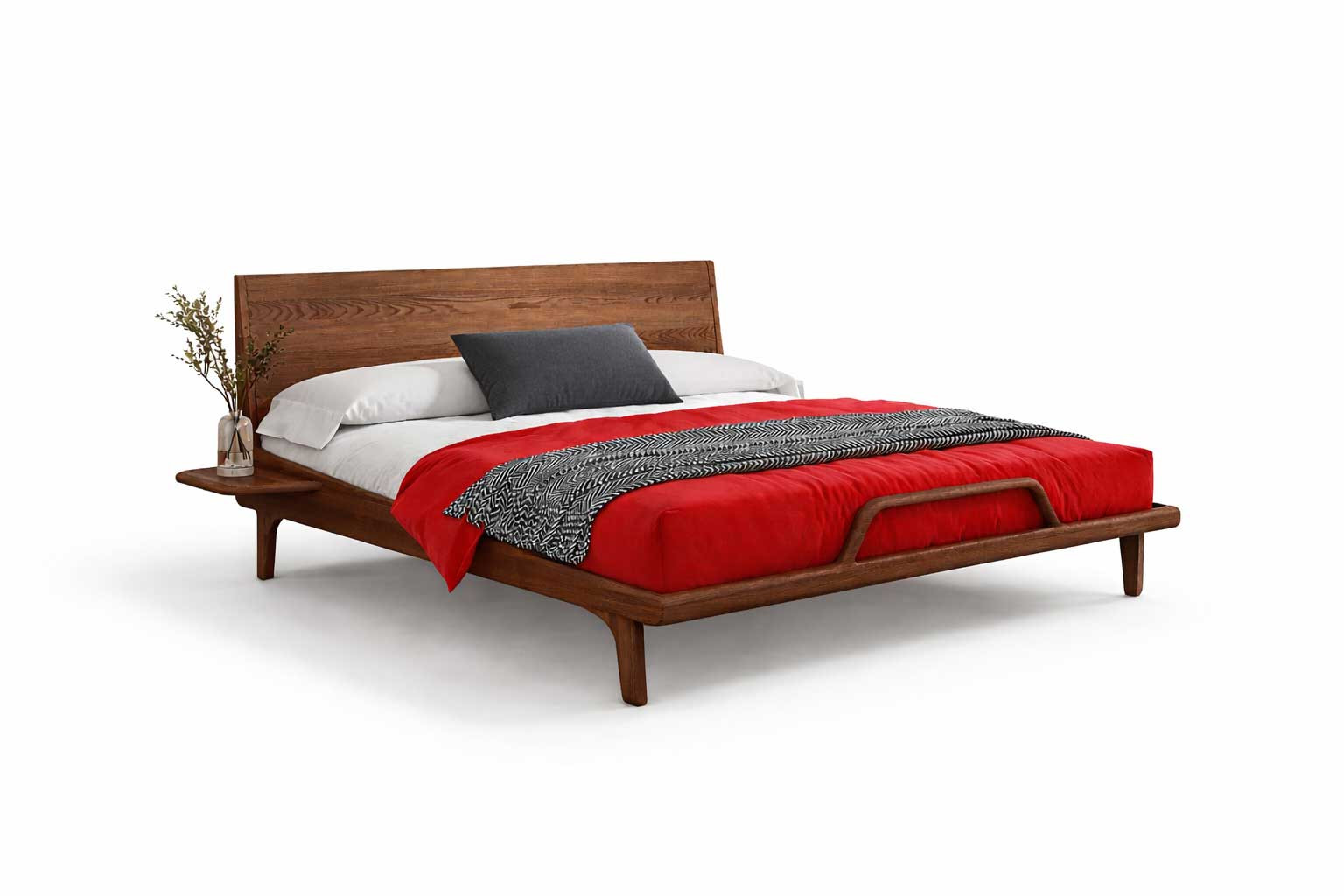 Massivholzbett Elissar Esche, Nuss geölt freigestellt