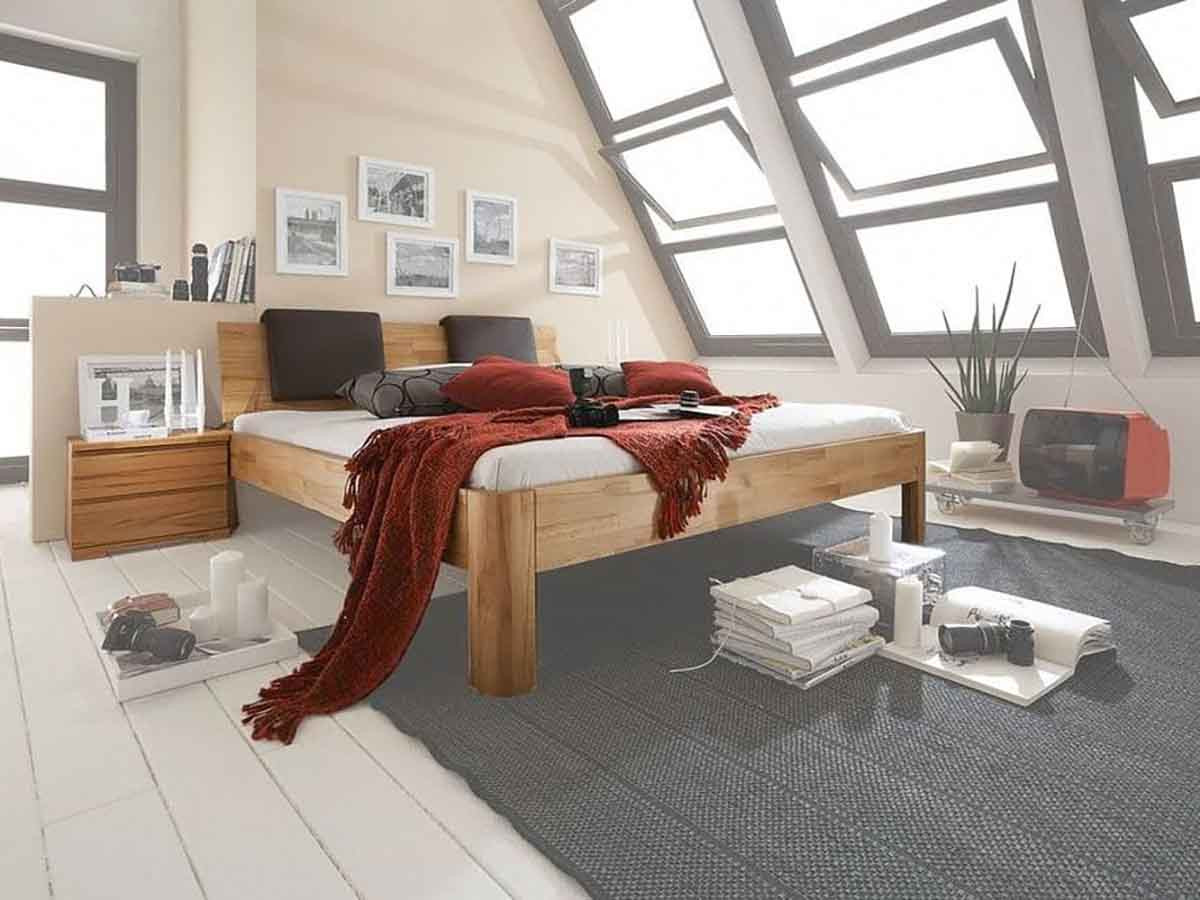 SALE Massivholzbett System C in Kernbuche, Größe 200x140cm
