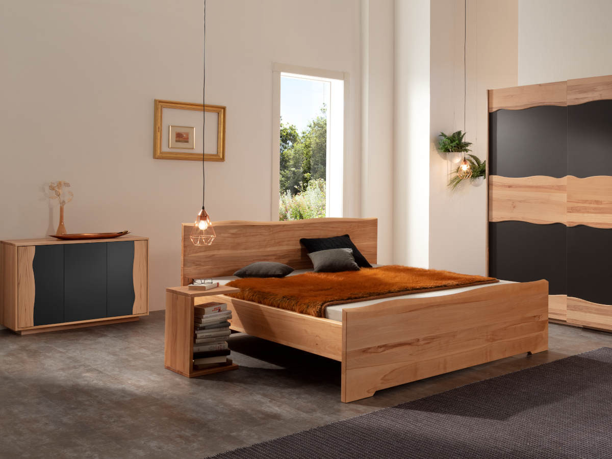 Bettkonzept Massivholz Schlafzimmer ZERMATT III ⭐ Kernbuche geölt