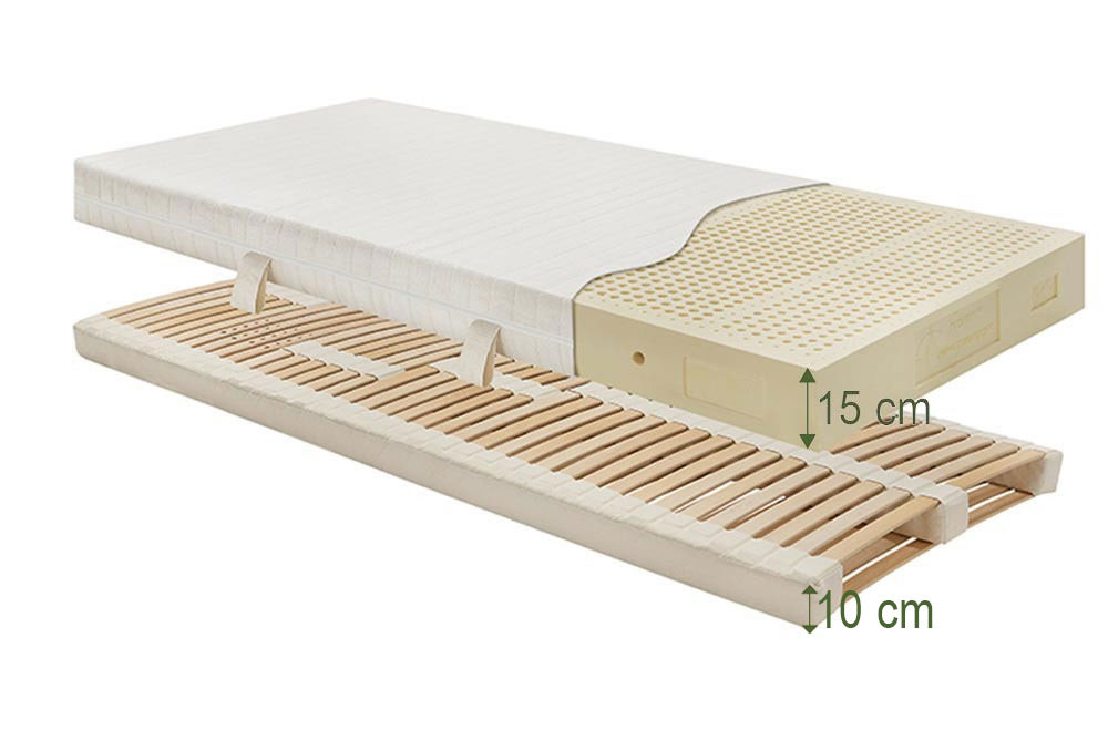 Waa.Lea_Ergo2 Schlafsystem bestehend aus Lamellenrost + Naturlatexmatratze 15cm hoch, Gesamthöhe 25 cm