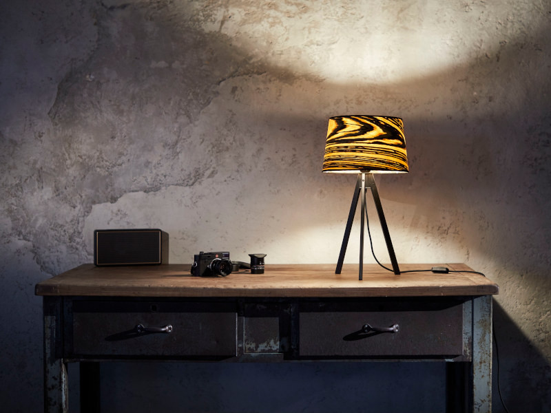 Attica Tischlampe | Holz Furnier Lampe White Ebony Ambiente