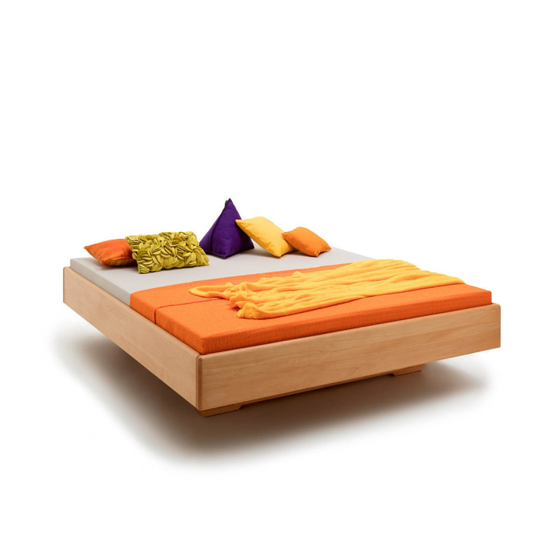 Schwebebett, Massivholzbett JENA, 200x140, deutsche Schreinerarbeit, Komforthöhe, opt- Unterschub, Rahmenstärke 3cm