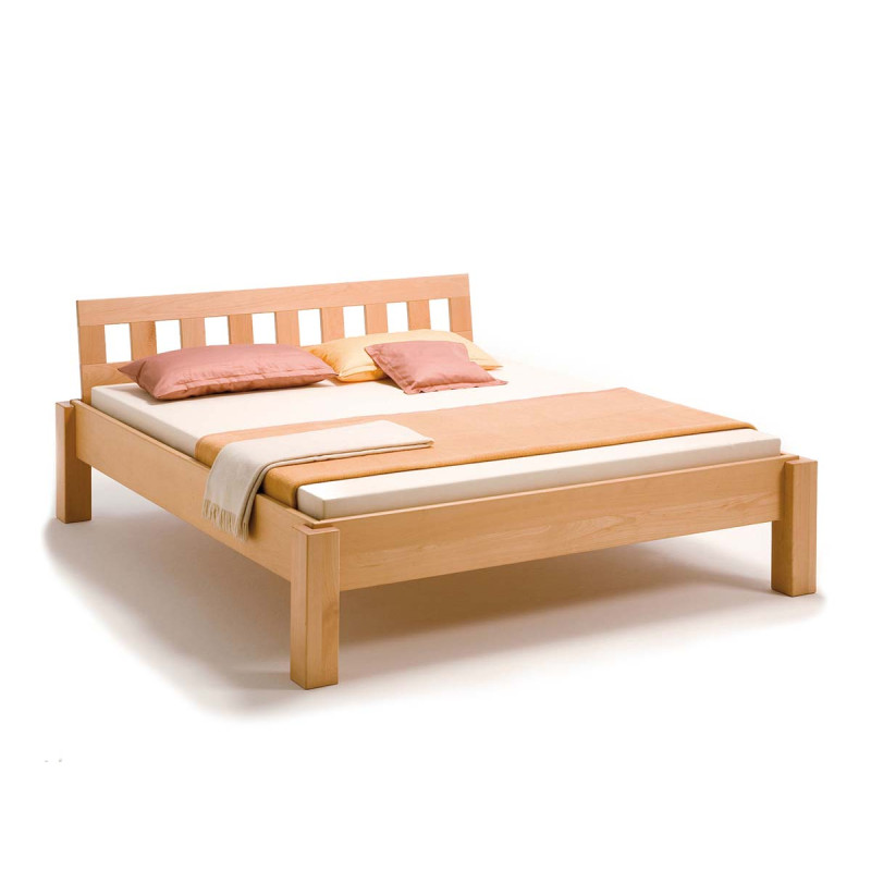 Bio Massivholzbett Quader, Buche metallfrei, 200x160cm, sofort lieferbar, Komforthöhe, Handwerksware, Rahmenstärke 2,8cm