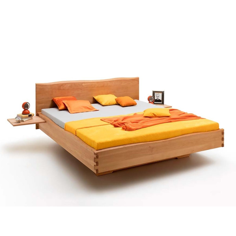 Schwebebett, Massivholzbett APPOLDA, 200x200, Massivholz Buche geölt, opt. Unterschub, Komforthöhe, Rahmenstärke 3cm