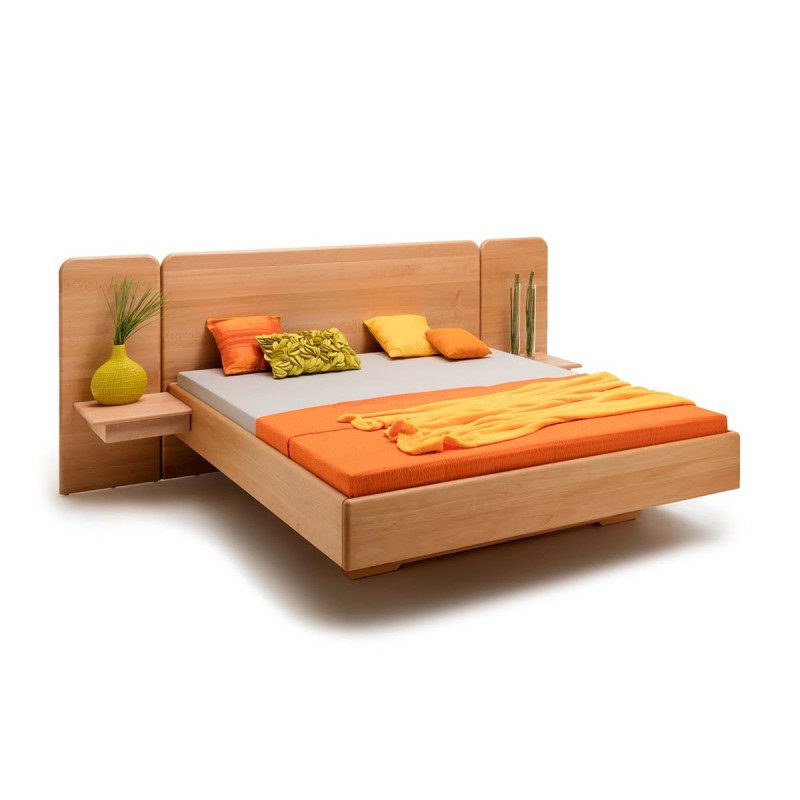 Massivholzbett, Schwebebett STRAUBING, 200x200, Buche geölt, soft gerunde Kanten, aus thüringer Manufaktur, Rahmenstärke 3cm