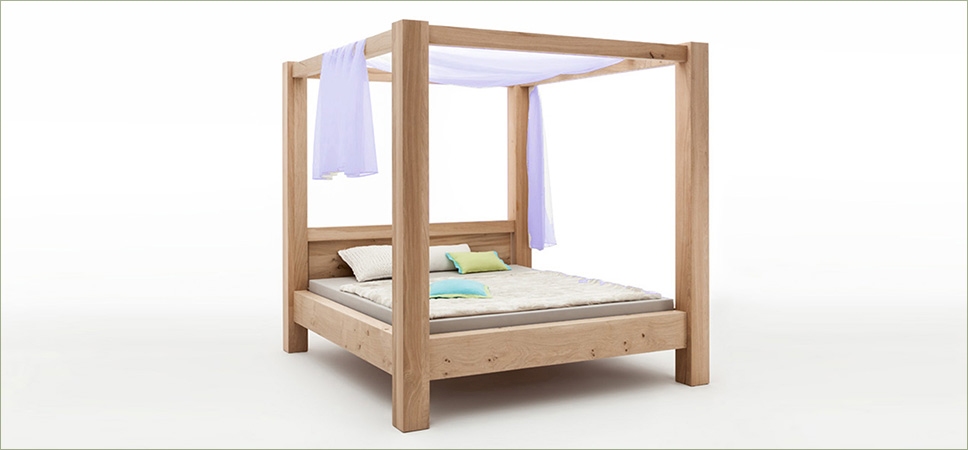 Balkenhimmelbett Eiche