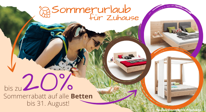 Bild: Sommerurlaub für Zuhause - bis zu 20% Sommerrabatt auf alle Betten bis 31.August 2025